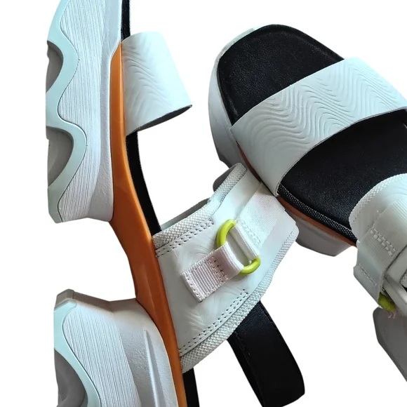 Sorel Women's Kinetic Y-Strap High SZ 8.5- White Orange Wedge Sandals R21 - Picture 5 of 9